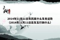 2014年11月11日农历属什么生肖运势（2014年11月11日出生五行缺什么）