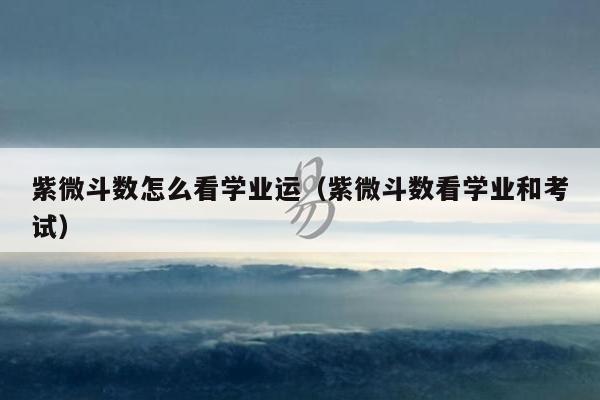 紫微斗数怎么看学业运(紫微斗数看学业和考试)