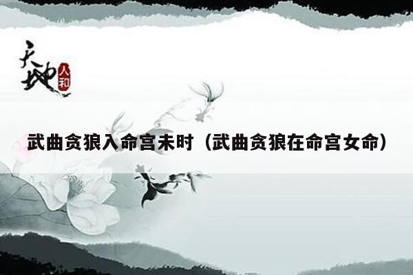 武曲贪狼入命宫未时（武曲贪狼在命宫女命）