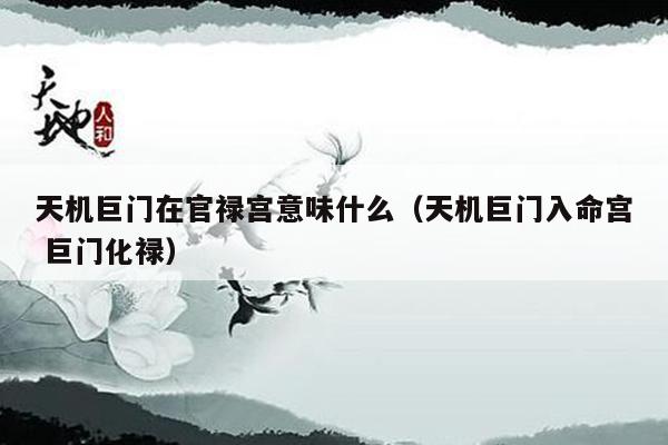 天机巨门在官禄宫意味什么（天机巨门入命宫 巨门化禄）