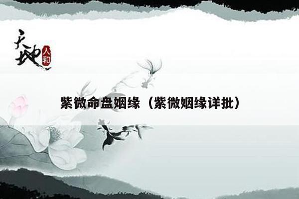 紫微命盘姻缘（紫微姻缘详批）