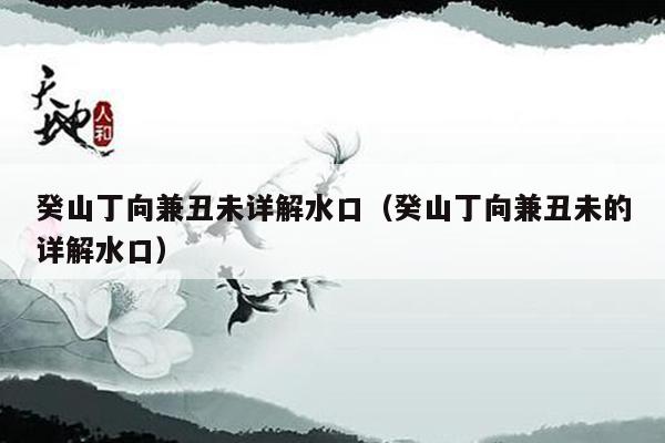 癸山丁向兼丑未详解水口（癸山丁向兼丑未的详解水口）
